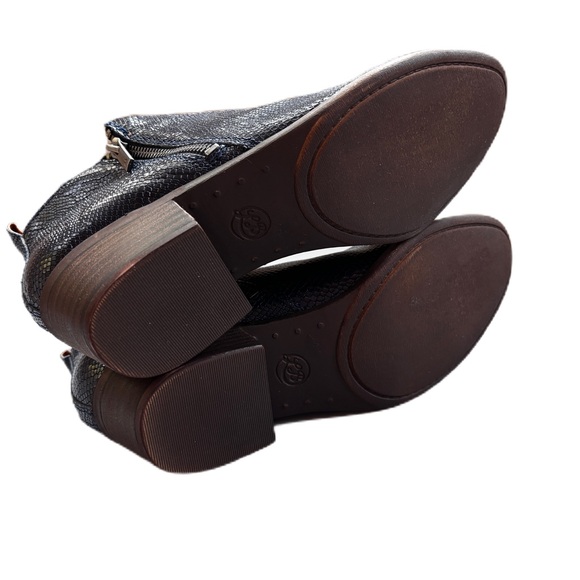 Lucky Brand Basel Boot Navy Blazer Navy Blue Snake Print Leather Size 9 Booties - Picture 5 of 10